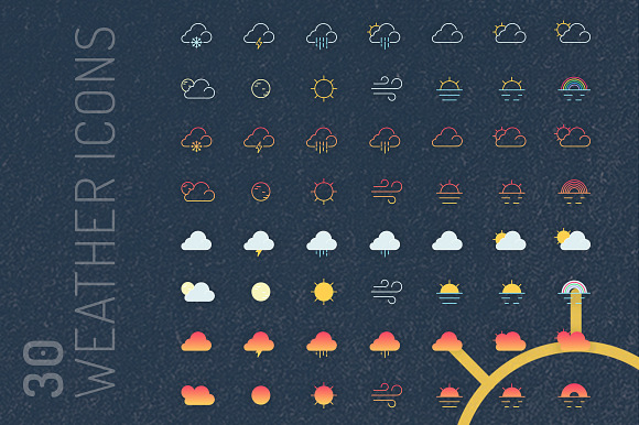 Weather icon set in Graphics - product preview 3
