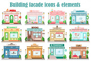 Vector building facade icons