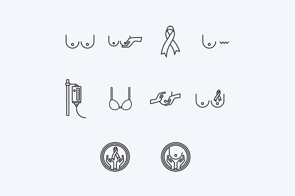Breast Cancer Icons in Graphics - product preview 1