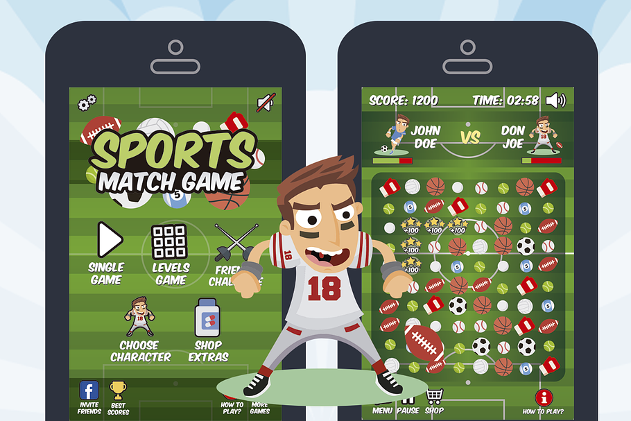 Sports Match 3 Game Assets in Illustrations - product preview 8