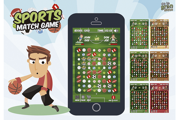 Sports Match 3 Game Assets in Illustrations - product preview 1