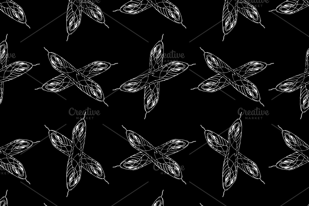 Fantasy Snakes Motif Dark Seamless Pattern in Patterns - product preview 8