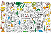 Set of hand drawn food elements