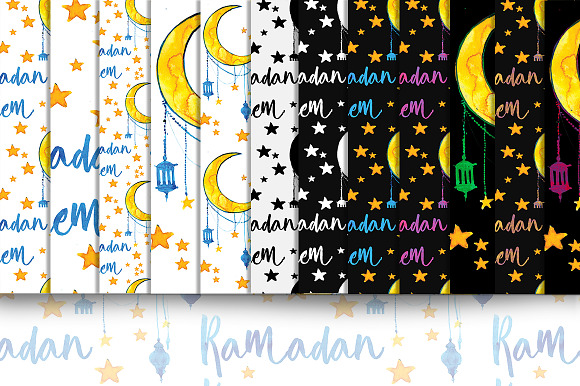 Ramadan watercolor, seamless pattern in Patterns - product preview 1