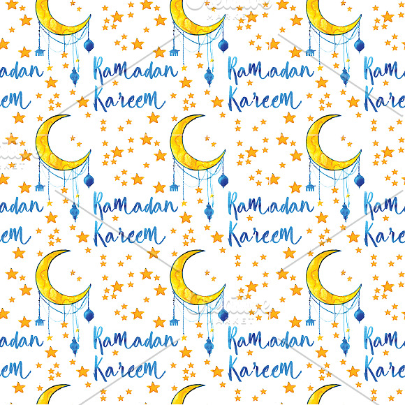 Ramadan watercolor, seamless pattern in Patterns - product preview 2