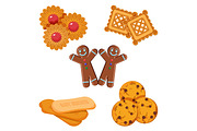 Set of vector biscuits gingerbread boy, confectionery with jelly vector