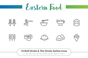 16 Eastern Food Outline Stroke Icons