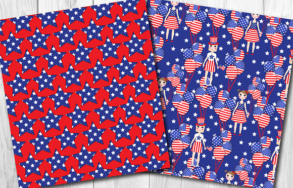 4th July seamless vector pattern set in Patterns - product preview 1