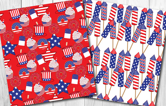 4th July seamless vector pattern set in Patterns - product preview 2