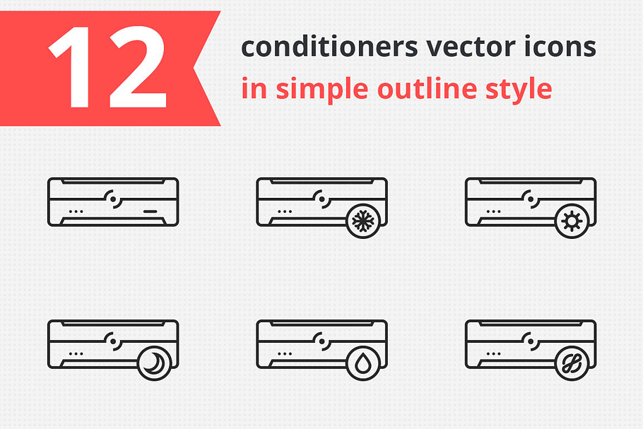 12 conditioners vector icons