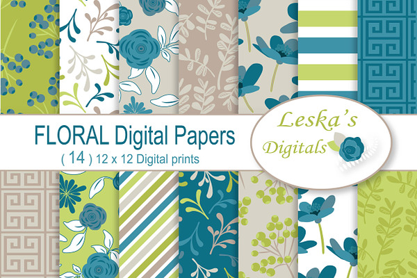 Floral Digital Paper Pack