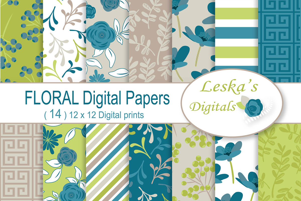 Floral Digital Paper Pack in Patterns - product preview 8