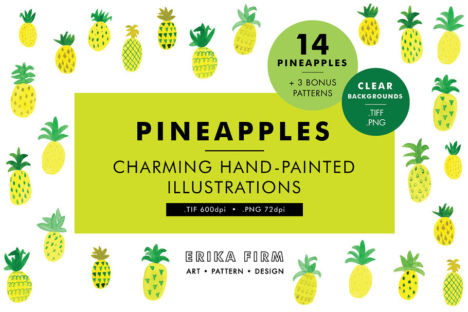 Pineapple Watercolor Illustrations