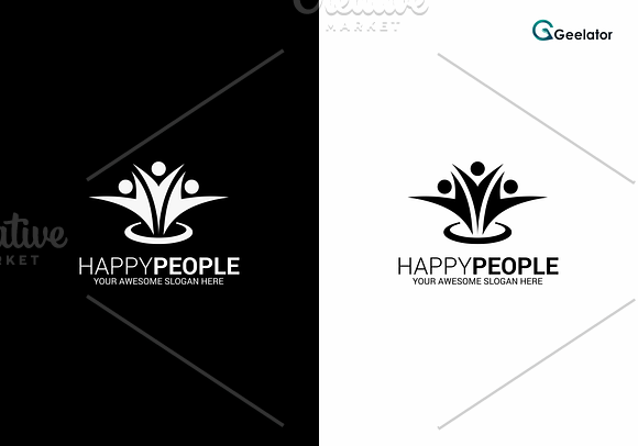 Happy People Logo Template in Logo Templates - product preview 1