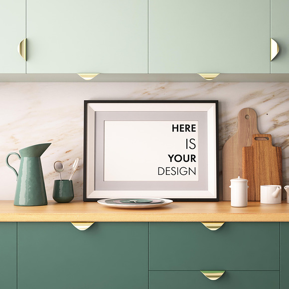 10 Mockups posters in the kitchen in Print Mockups - product preview 3