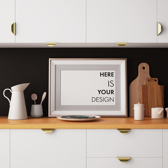 10 Mockups posters in the kitchen in Print Mockups - product preview 4
