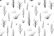 Scratchy Trees Seamless Pattern, Set