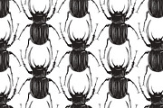 Black Beetle Insect Seamless Pattern