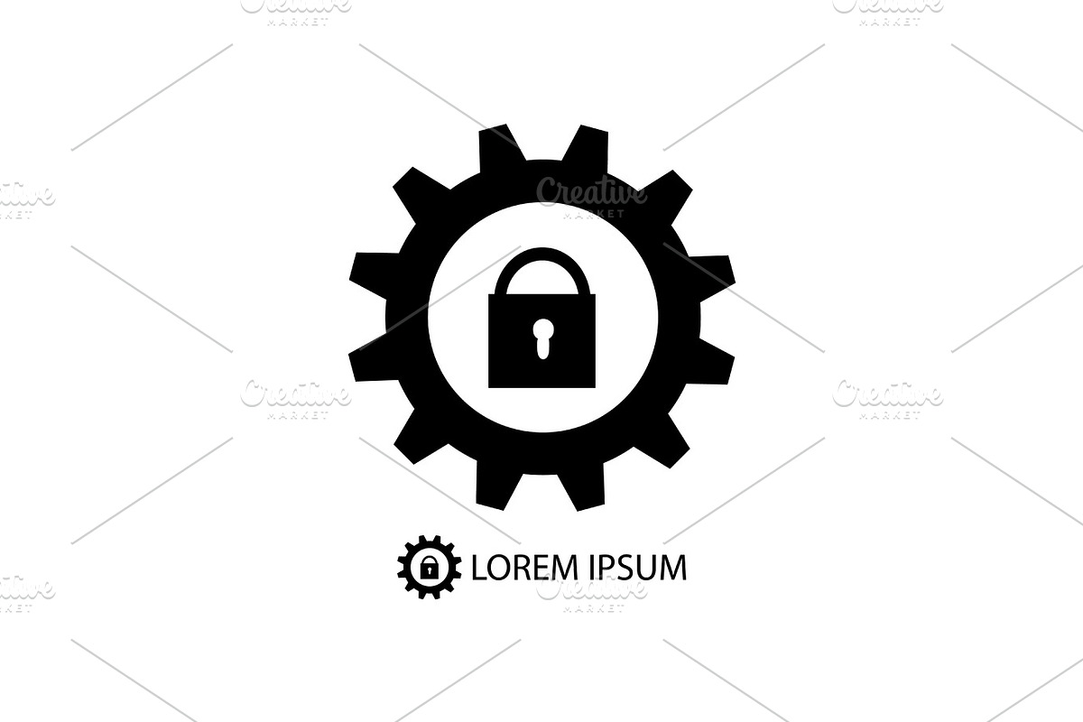 Gear wheel with lock as logo in Illustrations - product preview 8