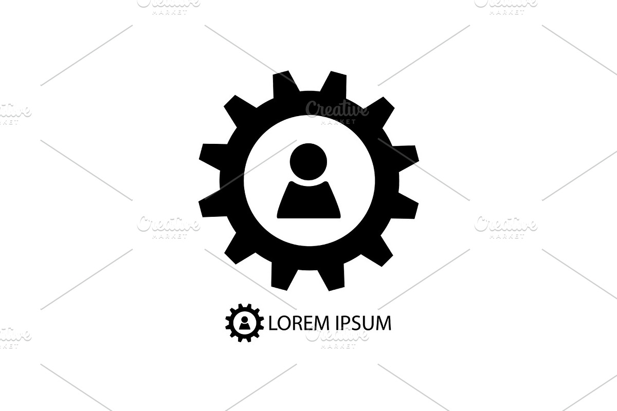 Gear wheel with person sign in Illustrations - product preview 8