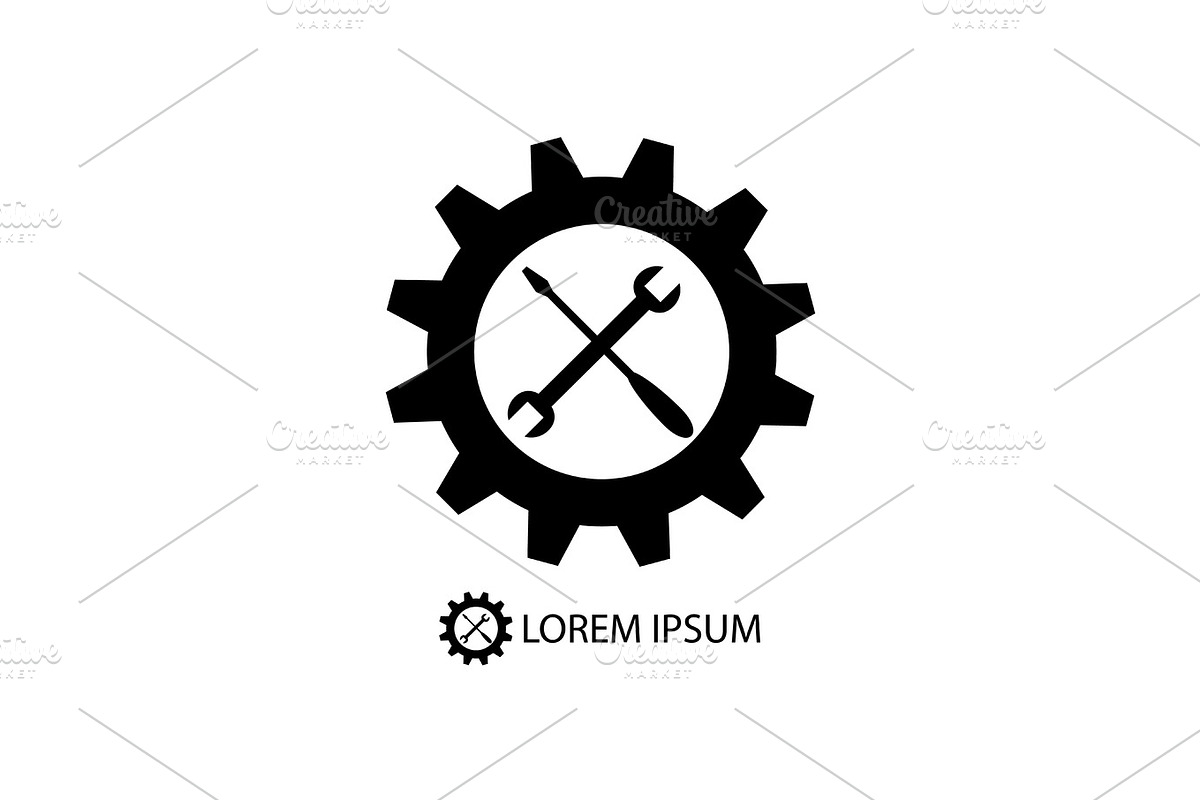 Gear wheel and tools as logo in Illustrations - product preview 8