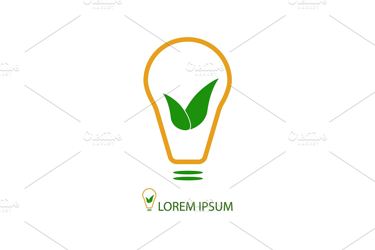 Bulb with green leaves as eco energy sign in Illustrations - product preview 8