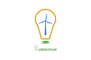 Bulb with wind turbine as eco energy sign