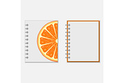Notebook cover design with bright orange