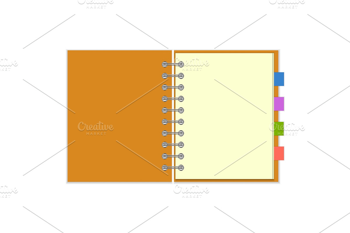 Blank spiral notebook with colorful bookmarks in Objects - product preview 8