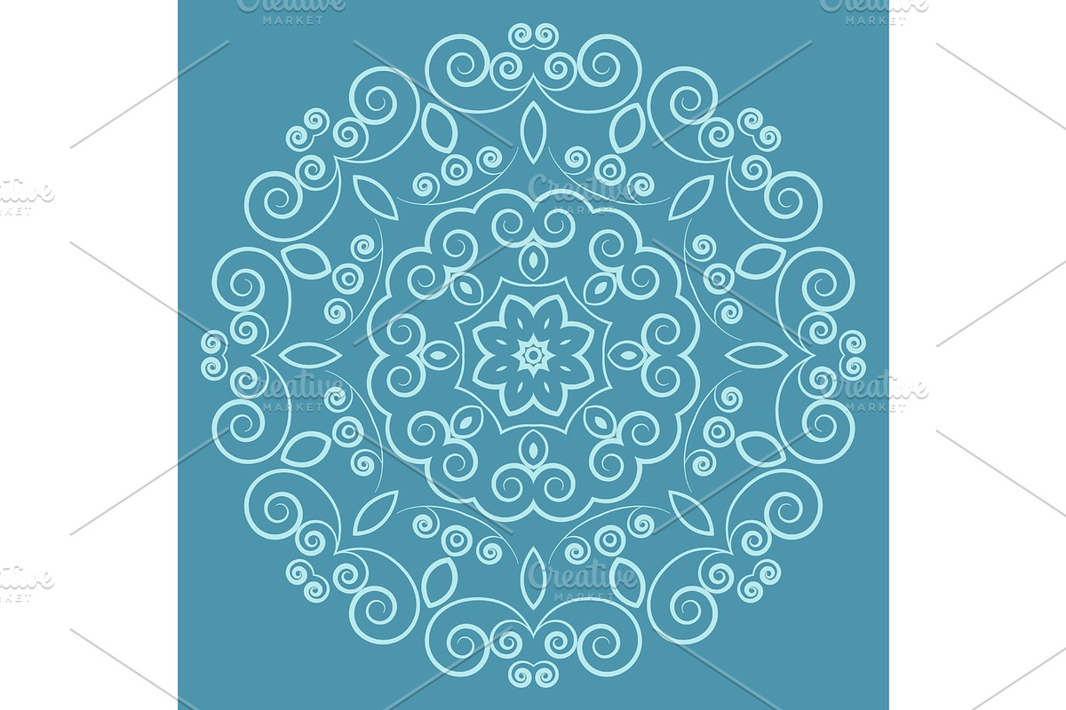 Round lacy vintage pattern on blue background in Textures - product preview 8