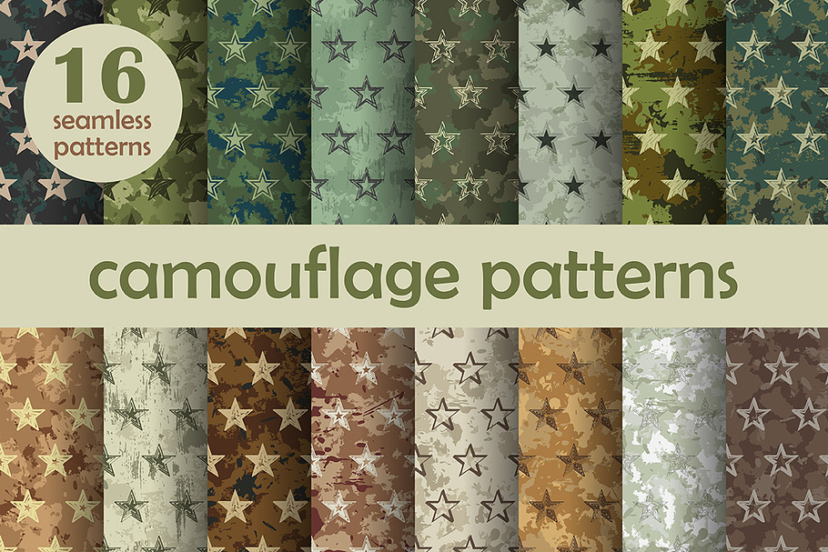 Seamless starry camouflage patterns in Patterns - product preview 8