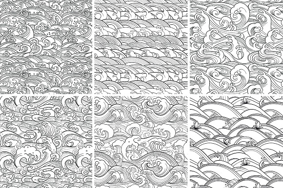 Marine vector patterns: water waves in Patterns - product preview 3