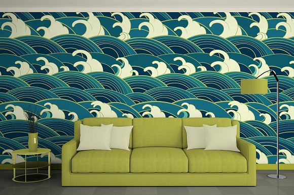 Marine vector patterns: water waves in Patterns - product preview 4