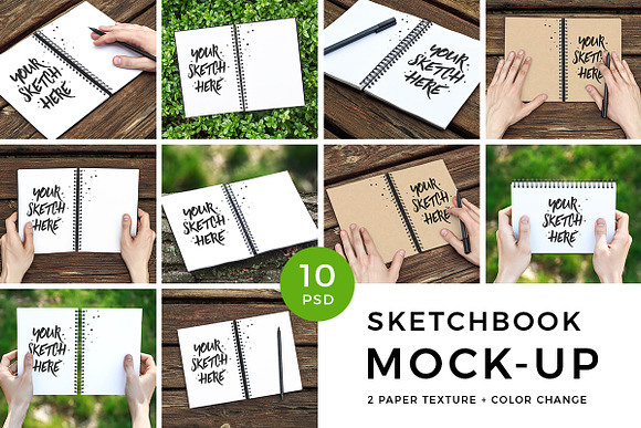 Sketchbook PSD Mockup in Print Mockups - product preview 3