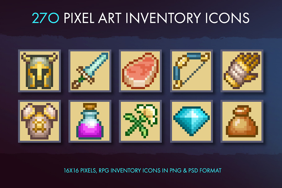 Pixel Art Inventory Icons - 16x16 in Game Icons - product preview 8
