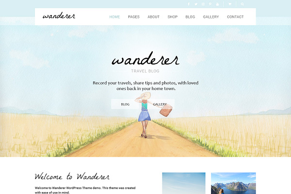 Wanderer One Page Web Template PSD