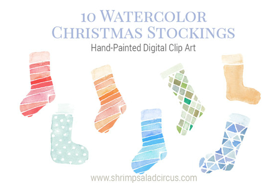 Watercolor Christmas Stockings in Illustrations - product preview 8