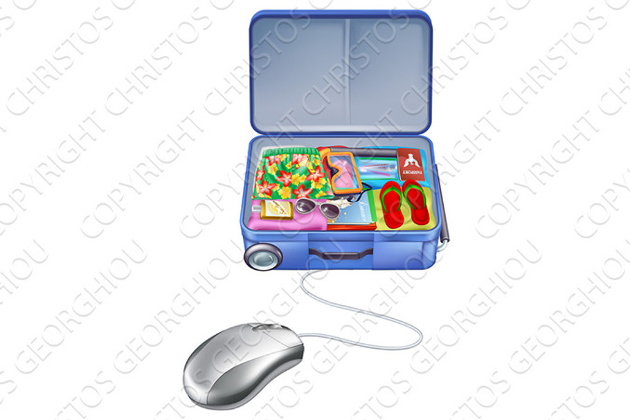 Holiday vacation suitcase mouse concept in Objects - product preview 8