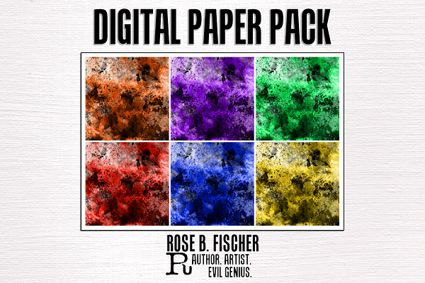  Digital Paper-Rainbow Grunge 1