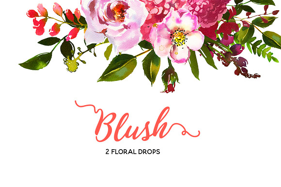Blush Pink Coral Watercolor Flowers in Illustrations - product preview 2