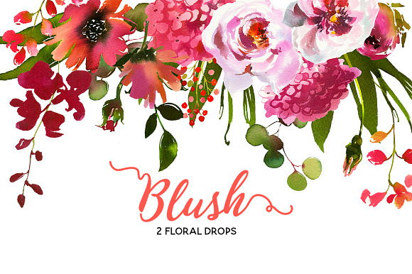 Blush Pink Coral Watercolor Flowers in Illustrations - product preview 3