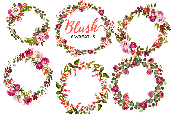 Blush Pink Coral Watercolor Flowers in Illustrations - product preview 5