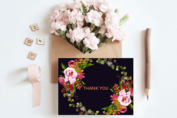 Blush Pink Coral Watercolor Flowers in Illustrations - product preview 9
