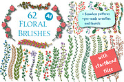 Color floral brushes and elements AI