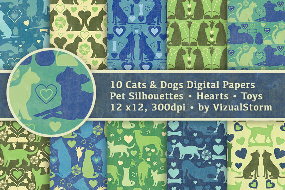 Cats and Dogs Background Patterns