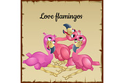 Three cute pink flamingos 