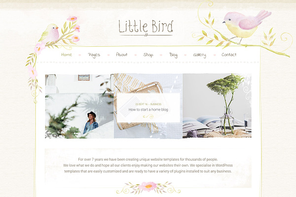 Little Bird Shop Blog Design PSD
