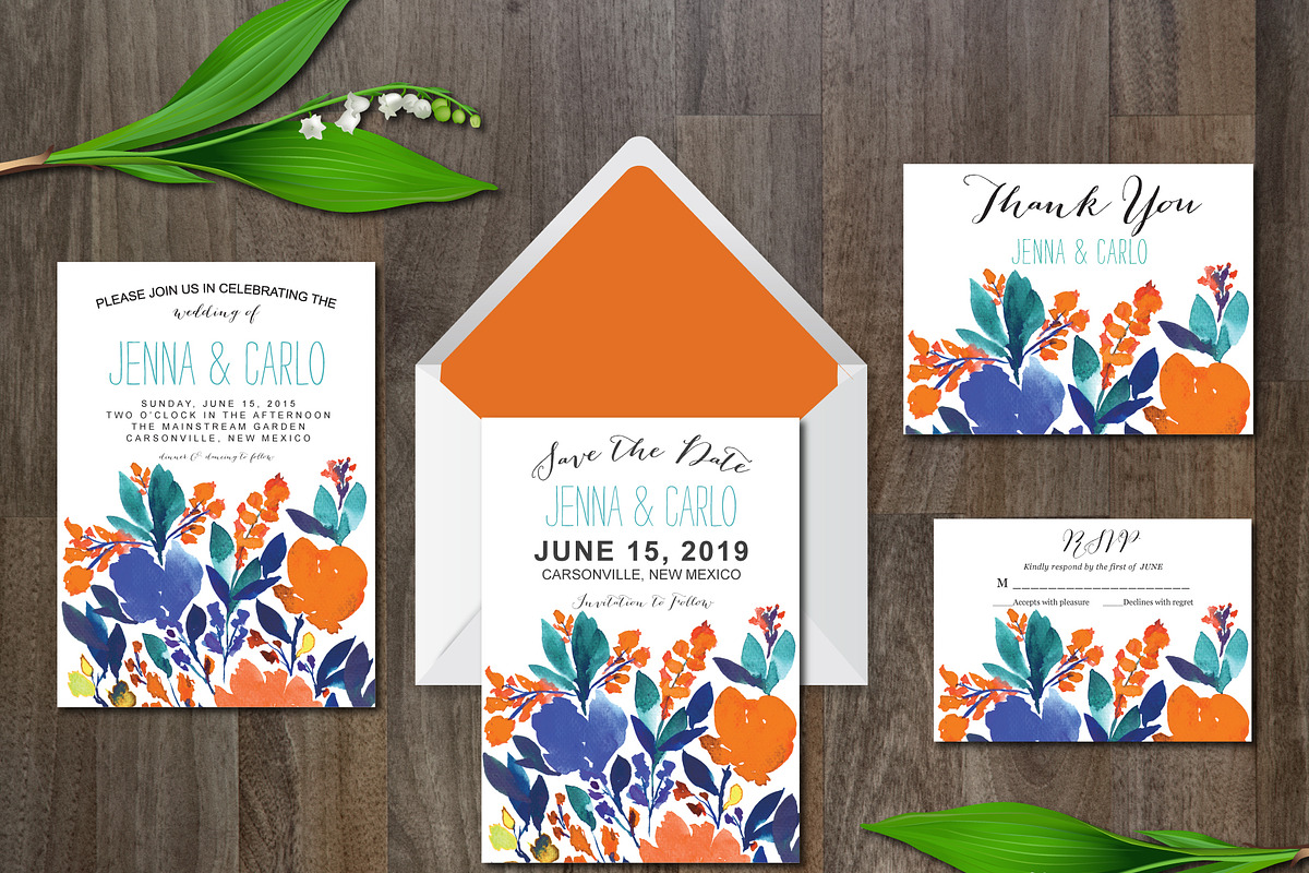 Wedding Invitation Suite Flowers in Wedding Templates - product preview 8