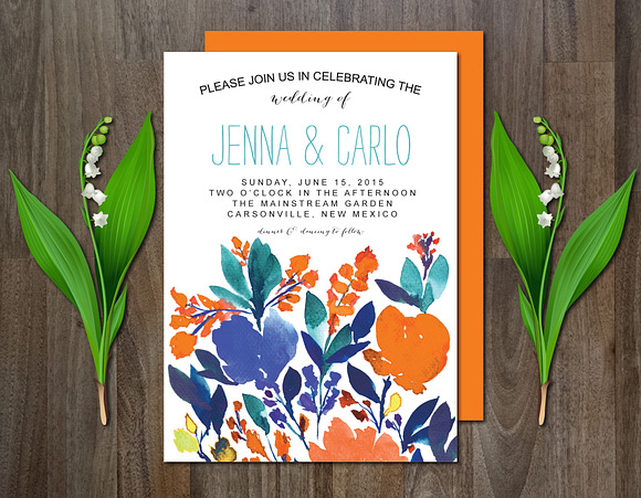 Wedding Invitation Suite Flowers in Wedding Templates - product preview 1