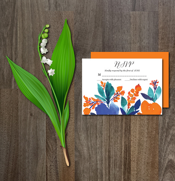 Wedding Invitation Suite Flowers in Wedding Templates - product preview 3